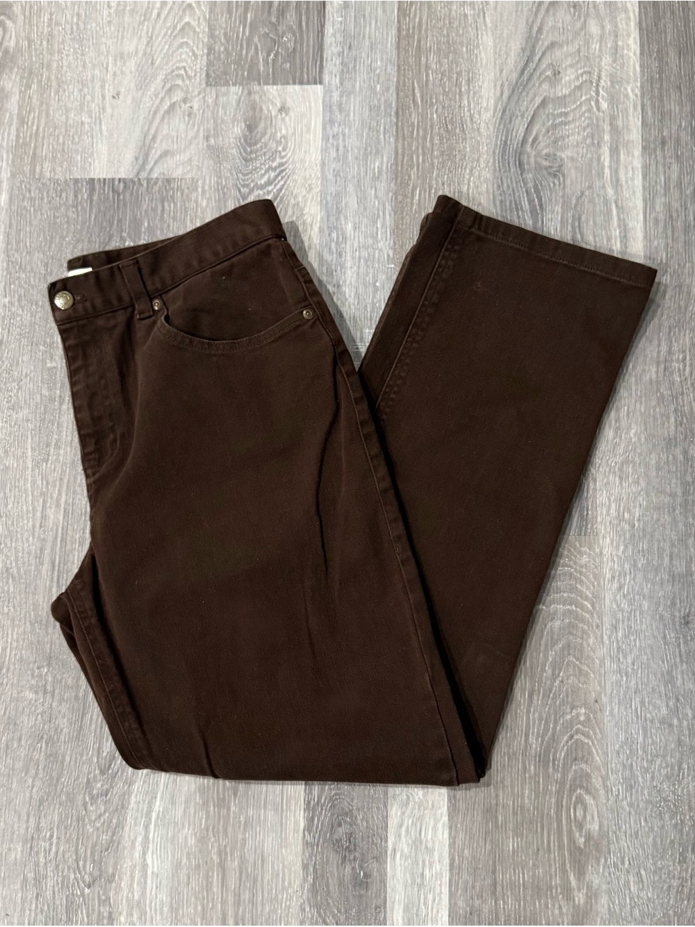 Jones New York Sport Women’s Brown Dark Wash Mid Rise Straight Stretch Jeans 12